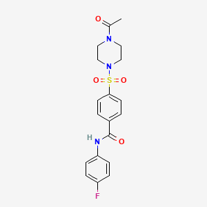 4-(4-acetylpiperazin-1-yl)sulfonyl-N-(4-fluorophenyl)benzamide