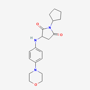 molecular formula C19H25N3O3 B2951118 1-Cyclopentyl-3-((4-morpholinophenyl)amino)pyrrolidine-2,5-dione CAS No. 1008251-36-2