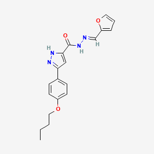 molecular formula C19H20N4O3 B2951123 3-(4-butoxyphenyl)-N'-[(E)-furan-2-ylmethylidene]-1H-pyrazole-5-carbohydrazide CAS No. 1285683-73-9