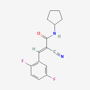 molecular formula C15H14F2N2O B2951129 (E)-2-cyano-N-cyclopentyl-3-(2,5-difluorophenyl)prop-2-enamide CAS No. 1181474-38-3