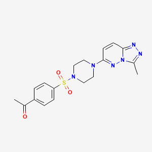 molecular formula C18H20N6O3S B2951138 1-(4-((4-(3-Methyl-[1,2,4]triazolo[4,3-b]pyridazin-6-yl)piperazin-1-yl)sulfonyl)phenyl)ethanone CAS No. 1021119-78-7
