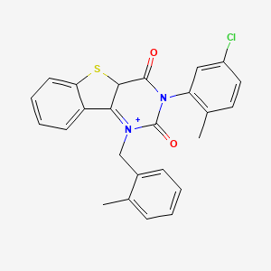 molecular formula C25H19ClN2O2S B2951143 5-(5-Chloro-2-methylphenyl)-3-[(2-methylphenyl)methyl]-8-thia-3,5-diazatricyclo[7.4.0.0^{2,7}]trideca-1(9),2(7),10,12-tetraene-4,6-dione CAS No. 902450-61-7
