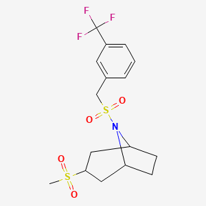 molecular formula C16H20F3NO4S2 B2951169 3-methanesulfonyl-8-{[3-(trifluoromethyl)phenyl]methanesulfonyl}-8-azabicyclo[3.2.1]octane CAS No. 1705786-25-9
