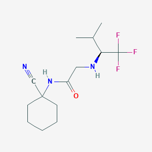 molecular formula C14H22F3N3O B2951183 N-(1-Cyanocyclohexyl)-2-[[(2S)-1,1,1-trifluoro-3-methylbutan-2-yl]amino]acetamide CAS No. 2190194-88-6