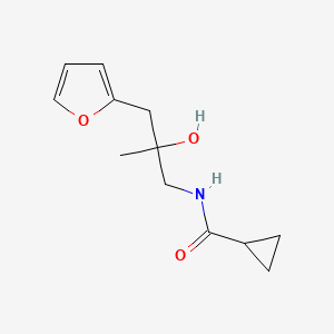 molecular formula C12H17NO3 B2951184 N-[3-(furan-2-yl)-2-hydroxy-2-methylpropyl]cyclopropanecarboxamide CAS No. 1795484-04-6