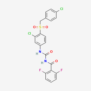 molecular formula C21H14Cl2F2N2O4S B2951189 N-({3-Chloro-4-[(4-chlorobenzyl)sulfonyl]phenyl}carbamoyl)-2,6-difluorobenzamide CAS No. 685114-18-5