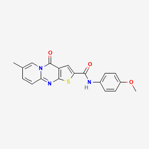 molecular formula C19H15N3O3S B2951190 N-(4-methoxyphenyl)-12-methyl-2-oxo-6-thia-1,8-diazatricyclo[7.4.0.0^{3,7}]trideca-3(7),4,8,10,12-pentaene-5-carboxamide CAS No. 1021260-61-6