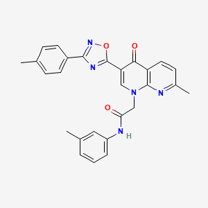 molecular formula C27H23N5O3 B2951192 2-{7-methyl-3-[3-(4-methylphenyl)-1,2,4-oxadiazol-5-yl]-4-oxo-1,4-dihydro-1,8-naphthyridin-1-yl}-N-(3-methylphenyl)acetamide CAS No. 1030134-12-3