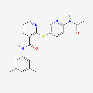 molecular formula C21H20N4O2S B2951199 2-{[6-(acetylamino)-3-pyridinyl]sulfanyl}-N-(3,5-dimethylphenyl)nicotinamide CAS No. 343373-17-1
