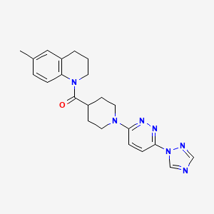 molecular formula C22H25N7O B2951215 (1-(6-(1H-1,2,4-triazol-1-yl)pyridazin-3-yl)piperidin-4-yl)(6-methyl-3,4-dihydroquinolin-1(2H)-yl)methanone CAS No. 1797160-08-7
