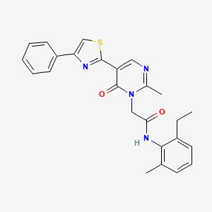 molecular formula C25H24N4O2S B2951251 N-(2-ethyl-6-methylphenyl)-2-[2-methyl-6-oxo-5-(4-phenyl-1,3-thiazol-2-yl)-1,6-dihydropyrimidin-1-yl]acetamide CAS No. 1251618-89-9