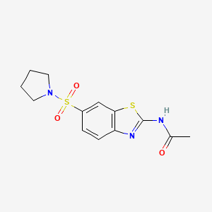 molecular formula C13H15N3O3S2 B2951266 N-(6-pyrrolidin-1-ylsulfonyl-1,3-benzothiazol-2-yl)acetamide CAS No. 701282-20-4