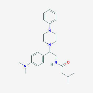 molecular formula C25H36N4O B2951271 N-{2-[4-(dimethylamino)phenyl]-2-(4-phenylpiperazin-1-yl)ethyl}-3-methylbutanamide CAS No. 946315-28-2