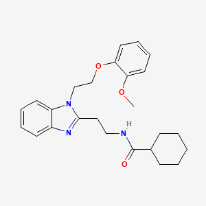 molecular formula C25H31N3O3 B2951306 N-(2-{1-[2-(2-methoxyphenoxy)ethyl]-1H-1,3-benzodiazol-2-yl}ethyl)cyclohexanecarboxamide CAS No. 876724-08-2