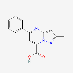 molecular formula C14H11N3O2 B2951381 2-Methyl-5-phenylpyrazolo[1,5-a]pyrimidine-7-carboxylic acid CAS No. 932242-74-5