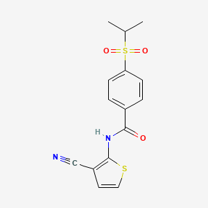 molecular formula C15H14N2O3S2 B2951383 N-(3-cyanothiophen-2-yl)-4-(isopropylsulfonyl)benzamide CAS No. 941913-57-1