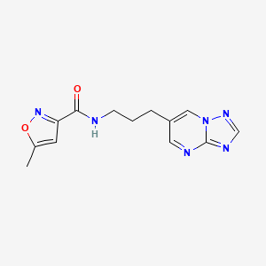 molecular formula C13H14N6O2 B2951403 N-(3-([1,2,4]triazolo[1,5-a]pyrimidin-6-yl)propyl)-5-methylisoxazole-3-carboxamide CAS No. 2034276-80-5