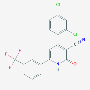 molecular formula C19H9Cl2F3N2O B2951451 4-(2,4-Dichlorophenyl)-2-hydroxy-6-[3-(trifluoromethyl)phenyl]nicotinonitrile CAS No. 341964-44-1