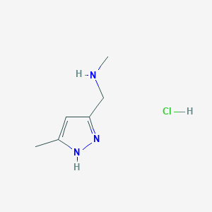 molecular formula C6H12ClN3 B2951461 N-Methyl-1-(5-methyl-1H-pyrazol-3-yl)methanamine hydrochloride CAS No. 1025735-75-4