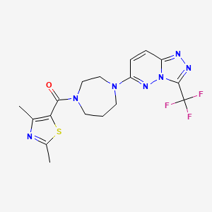 molecular formula C17H18F3N7OS B2951476 1-(2,4-Dimethyl-1,3-thiazole-5-carbonyl)-4-[3-(trifluoromethyl)-[1,2,4]triazolo[4,3-b]pyridazin-6-yl]-1,4-diazepane CAS No. 2380178-56-1