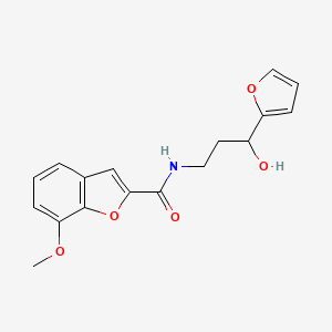molecular formula C17H17NO5 B2951481 N-[3-(FURAN-2-YL)-3-HYDROXYPROPYL]-7-METHOXY-1-BENZOFURAN-2-CARBOXAMIDE CAS No. 1421451-54-8