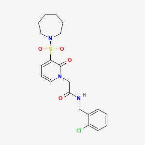 molecular formula C20H24ClN3O4S B2951517 2-[3-(azepane-1-sulfonyl)-2-oxo-1,2-dihydropyridin-1-yl]-N-[(2-chlorophenyl)methyl]acetamide CAS No. 1251563-08-2
