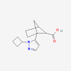 molecular formula C14H18N2O2 B2951537 1-(2-Cyclobutylpyrazol-3-yl)bicyclo[2.1.1]hexane-5-carboxylic acid CAS No. 2377033-63-9