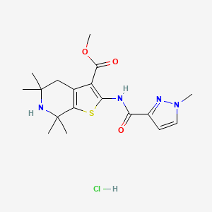 methyl 5,5,7,7-tetramethyl-2-(1-methyl-1H-pyrazole-3-carboxamido)-4,5,6,7-tetrahydrothieno[2,3-c]pyridine-3-carboxylate hydrochloride