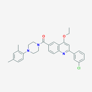 molecular formula C30H30ClN3O2 B2951558 2-(3-chlorophenyl)-6-[4-(2,4-dimethylphenyl)piperazine-1-carbonyl]-4-ethoxyquinoline CAS No. 1114833-67-8