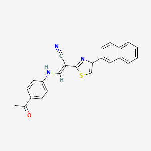 molecular formula C24H17N3OS B2951566 (2E)-3-[(4-acetylphenyl)amino]-2-[4-(naphthalen-2-yl)-1,3-thiazol-2-yl]prop-2-enenitrile CAS No. 683258-83-5