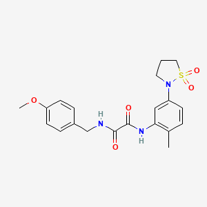 molecular formula C20H23N3O5S B2951575 N1-(5-(1,1-dioxidoisothiazolidin-2-yl)-2-methylphenyl)-N2-(4-methoxybenzyl)oxalamide CAS No. 1105215-36-8