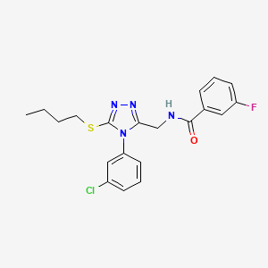 molecular formula C20H20ClFN4OS B2951579 N-{[5-(butylsulfanyl)-4-(3-chlorophenyl)-4H-1,2,4-triazol-3-yl]methyl}-3-fluorobenzamide CAS No. 391914-58-2