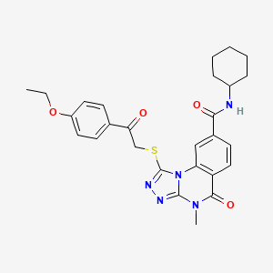 N-cyclohexyl-1-((2-(4-ethoxyphenyl)-2-oxoethyl)thio)-4-methyl-5-oxo-4,5-dihydro-[1,2,4]triazolo[4,3-a]quinazoline-8-carboxamide
