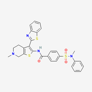 molecular formula C29H26N4O3S3 B2951583 N-[3-(1,3-benzothiazol-2-yl)-6-methyl-4H,5H,6H,7H-thieno[2,3-c]pyridin-2-yl]-4-[methyl(phenyl)sulfamoyl]benzamide CAS No. 524695-12-3