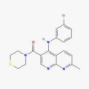 molecular formula C20H19BrN4OS B2951600 N-(3-bromophenyl)-7-methyl-3-(thiomorpholine-4-carbonyl)-1,8-naphthyridin-4-amine CAS No. 1251673-95-6