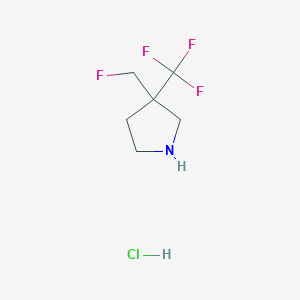molecular formula C6H10ClF4N B2951614 3-(Fluoromethyl)-3-(trifluoromethyl)pyrrolidine hydrochloride CAS No. 1823245-48-2