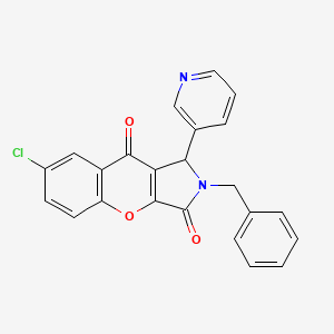 molecular formula C23H15ClN2O3 B2951638 2-Benzyl-7-chloro-1-(pyridin-3-yl)-1,2-dihydrochromeno[2,3-c]pyrrole-3,9-dione CAS No. 850235-08-4