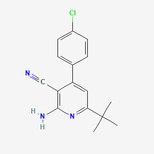 molecular formula C16H16ClN3 B2951642 2-Amino-6-(tert-butyl)-4-(4-chlorophenyl)nicotinonitrile CAS No. 338793-76-3