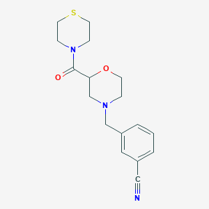 molecular formula C17H21N3O2S B2951659 3-[[2-(Thiomorpholine-4-carbonyl)morpholin-4-yl]methyl]benzonitrile CAS No. 2415600-95-0