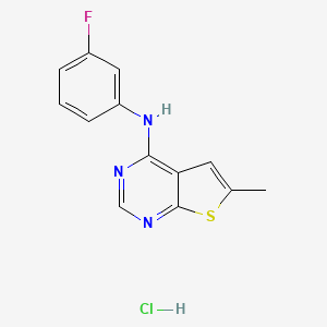 molecular formula C13H11ClFN3S B2951665 N-(3-fluorophenyl)-6-methylthieno[2,3-d]pyrimidin-4-amine hydrochloride CAS No. 1049746-43-1