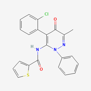 molecular formula C22H16ClN3O2S B2951671 N-(4-(2-chlorophenyl)-6-methyl-5-oxo-2-phenyl-2,5-dihydropyridazin-3-yl)thiophene-2-carboxamide CAS No. 885172-51-0