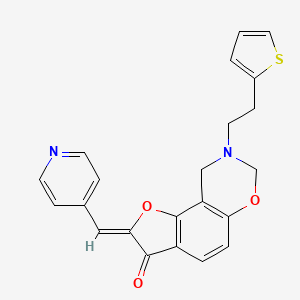 (Z)-2-(pyridin-4-ylmethylene)-8-(2-(thiophen-2-yl)ethyl)-8,9-dihydro-2H-benzofuro[7,6-e][1,3]oxazin-3(7H)-one