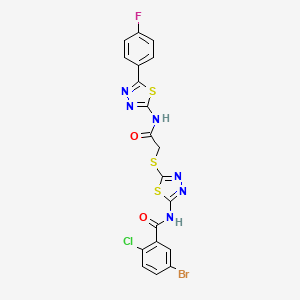 molecular formula C19H11BrClFN6O2S3 B2951693 5-bromo-2-chloro-N-(5-((2-((5-(4-fluorophenyl)-1,3,4-thiadiazol-2-yl)amino)-2-oxoethyl)thio)-1,3,4-thiadiazol-2-yl)benzamide CAS No. 389073-06-7