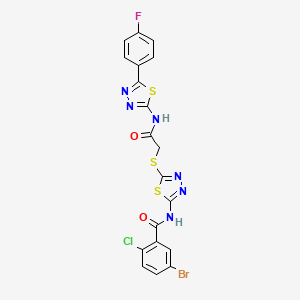 5-bromo-2-chloro-N-[5-[2-[[5-(4-fluorophenyl)-1,3,4-thiadiazol-2-yl]amino]-2-oxoethyl]sulfanyl-1,3,4-thiadiazol-2-yl]benzamide