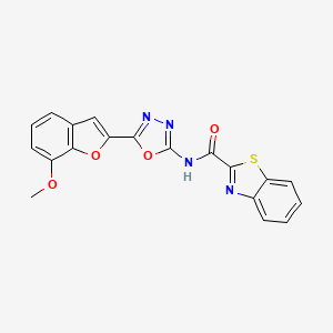 molecular formula C19H12N4O4S B2951701 N-[5-(7-methoxy-1-benzofuran-2-yl)-1,3,4-oxadiazol-2-yl]-1,3-benzothiazole-2-carboxamide CAS No. 922069-87-2
