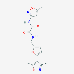 molecular formula C16H16N4O5 B2951721 N-{[5-(3,5-dimethyl-1,2-oxazol-4-yl)furan-2-yl]methyl}-N'-(5-methyl-1,2-oxazol-3-yl)ethanediamide CAS No. 2415516-91-3
