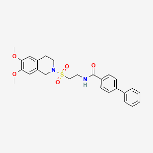 molecular formula C26H28N2O5S B2951724 N-(2-((6,7-dimethoxy-3,4-dihydroisoquinolin-2(1H)-yl)sulfonyl)ethyl)-[1,1'-biphenyl]-4-carboxamide CAS No. 922014-75-3