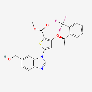 B2951728 (R)-methyl 5-(6-(hydroxymethyl)-1H-benzo[d]imidazol-1-yl)-3-(1-(2-(trifluoromethyl)phenyl)ethoxy)thiophene-2-carboxylate CAS No. 929095-39-6