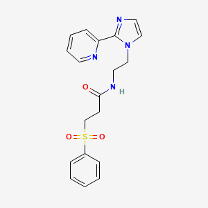 3-(phenylsulfonyl)-N-(2-(2-(pyridin-2-yl)-1H-imidazol-1-yl)ethyl)propanamide