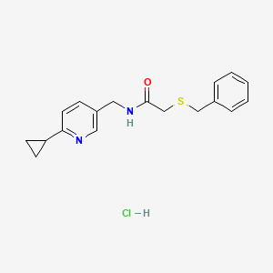 2-Benzylsulfanyl-N-[(6-cyclopropylpyridin-3-yl)methyl]acetamide;hydrochloride
